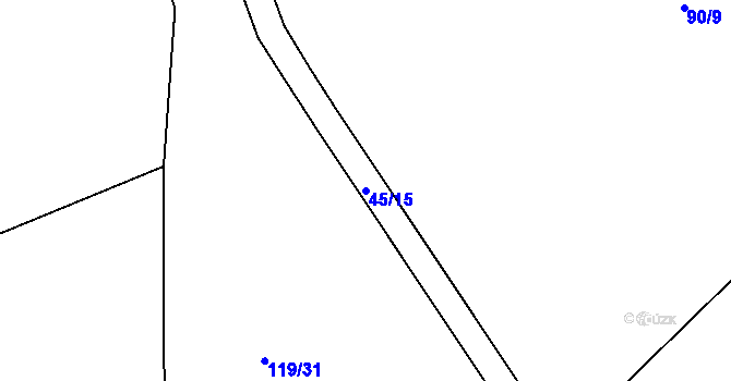 Parcela st. 45/15 v KÚ Chrástov u Horní Cerekve, Katastrální mapa