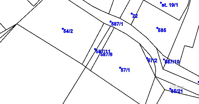 Parcela st. 587/9 v KÚ Chrástov u Horní Cerekve, Katastrální mapa