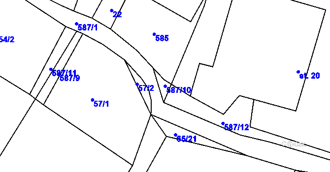 Parcela st. 587/10 v KÚ Chrástov u Horní Cerekve, Katastrální mapa