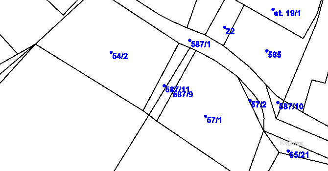 Parcela st. 587/11 v KÚ Chrástov u Horní Cerekve, Katastrální mapa