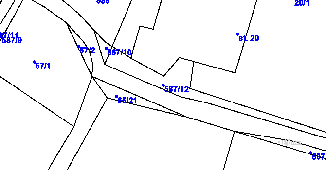 Parcela st. 587/12 v KÚ Chrástov u Horní Cerekve, Katastrální mapa