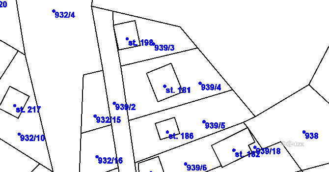 Parcela st. 181 v KÚ Chrášťany u Benešova, Katastrální mapa