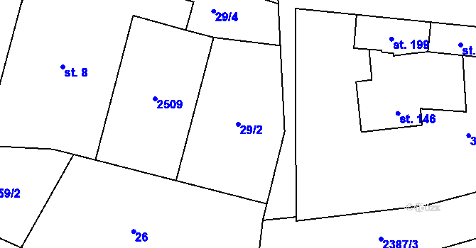 Parcela st. 29/2 v KÚ Chrášťany u Benešova, Katastrální mapa