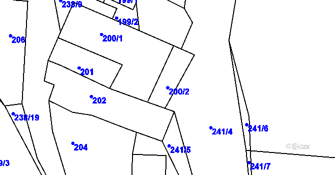 Parcela st. 200/2 v KÚ Bylany u Českého Brodu, Katastrální mapa