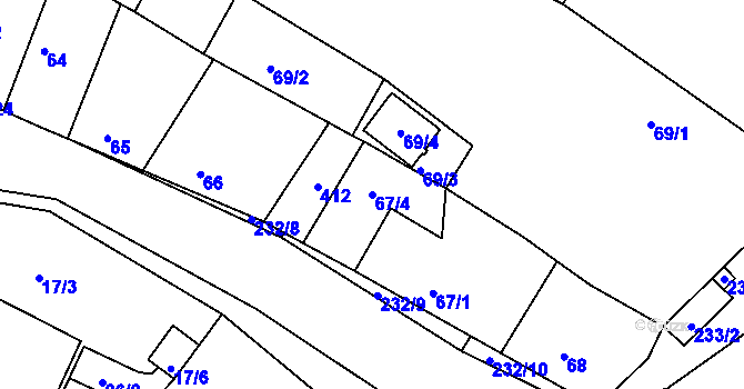 Parcela st. 67/4 v KÚ Bylany u Českého Brodu, Katastrální mapa