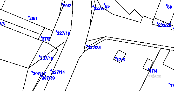 Parcela st. 232/23 v KÚ Bylany u Českého Brodu, Katastrální mapa