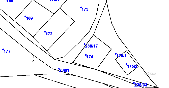 Parcela st. 238/17 v KÚ Bylany u Českého Brodu, Katastrální mapa