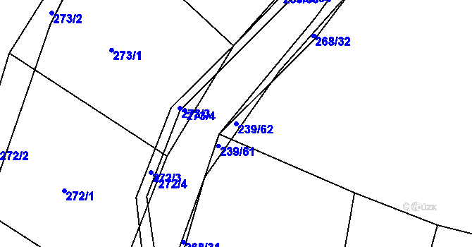 Parcela st. 239/62 v KÚ Bylany u Českého Brodu, Katastrální mapa