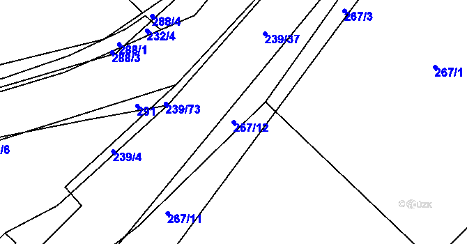 Parcela st. 267/12 v KÚ Bylany u Českého Brodu, Katastrální mapa