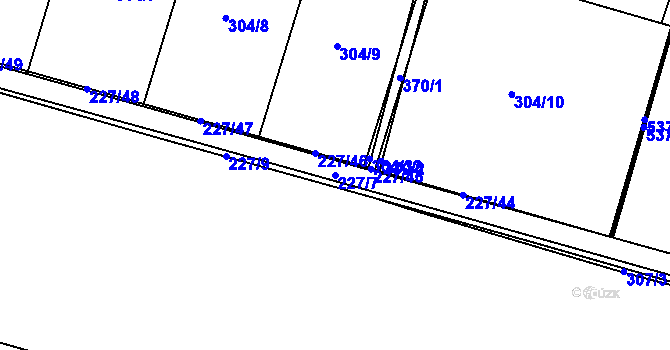Parcela st. 227/7 v KÚ Bylany u Českého Brodu, Katastrální mapa