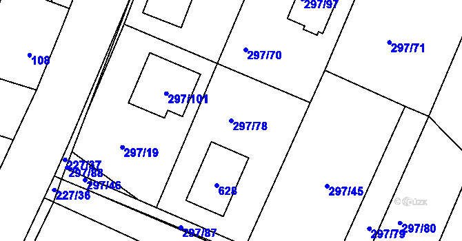 Parcela st. 297/78 v KÚ Bylany u Českého Brodu, Katastrální mapa