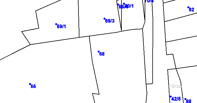 Parcela st. 68 v KÚ Chotouň, Katastrální mapa