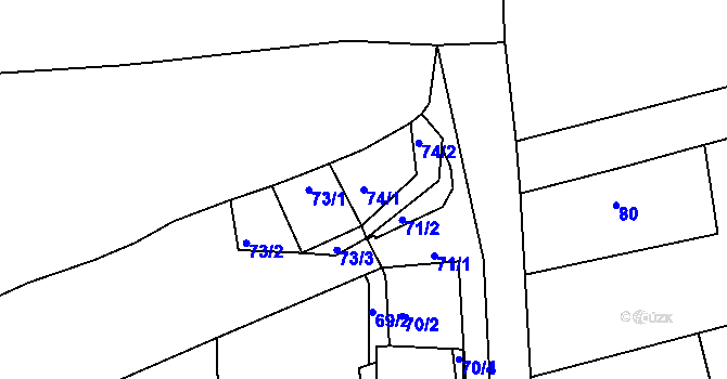 Parcela st. 74/1 v KÚ Chotouň, Katastrální mapa