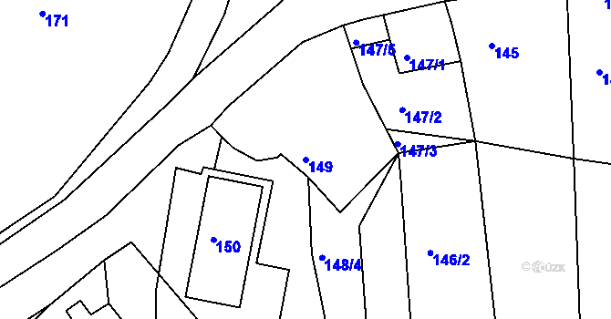 Parcela st. 149 v KÚ Chotouň, Katastrální mapa