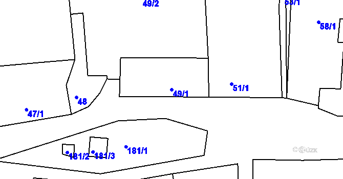 Parcela st. 49/1 v KÚ Chotouň, Katastrální mapa