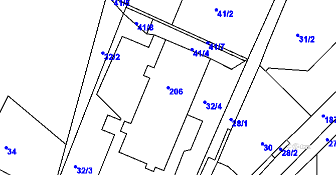 Parcela st. 206 v KÚ Chrášťany u Českého Brodu, Katastrální mapa