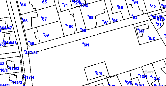 Parcela st. 6/1 v KÚ Chrášťany u Prahy, Katastrální mapa
