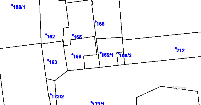 Parcela st. 169/1 v KÚ Chrášťany u Prahy, Katastrální mapa