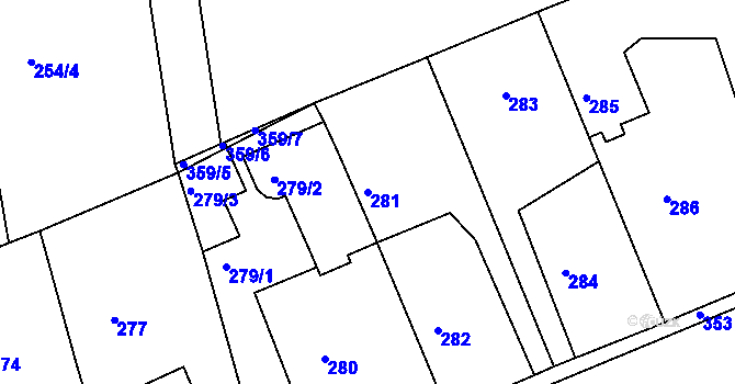 Parcela st. 281 v KÚ Chrášťany u Prahy, Katastrální mapa