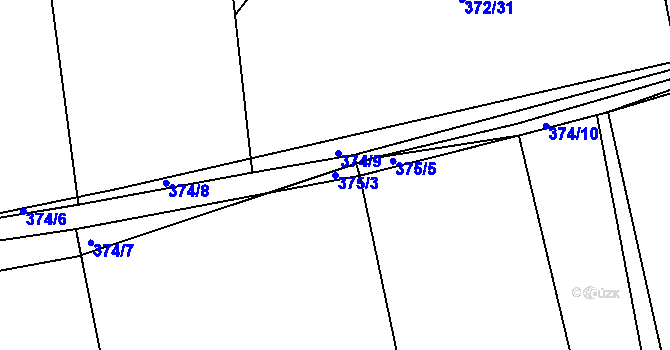 Parcela st. 375/3 v KÚ Chrášťany u Prahy, Katastrální mapa