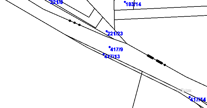 Parcela st. 417/13 v KÚ Chrášťany u Prahy, Katastrální mapa