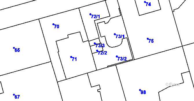 Parcela st. 72/2 v KÚ Chrášťany u Prahy, Katastrální mapa