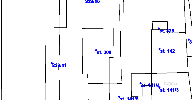 Parcela st. 308 v KÚ Chrášťany u Rakovníka, Katastrální mapa