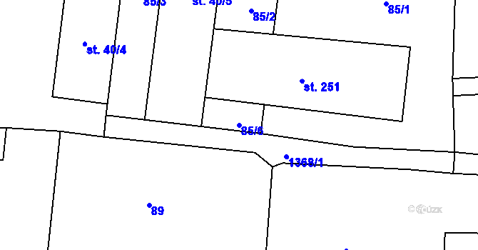 Parcela st. 85/6 v KÚ Chrášťany u Rakovníka, Katastrální mapa