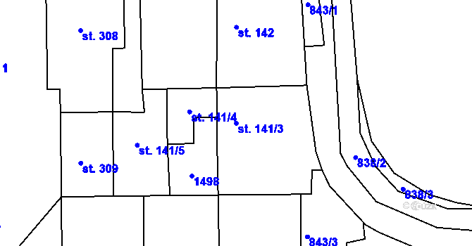 Parcela st. 141/3 v KÚ Chrášťany u Rakovníka, Katastrální mapa