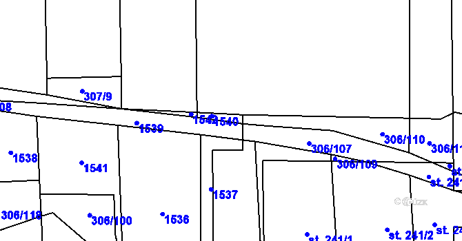 Parcela st. 316/14 v KÚ Chrášťany u Rakovníka, Katastrální mapa