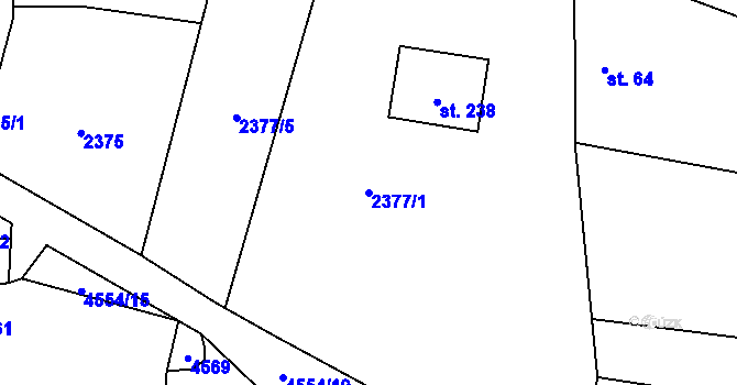 Parcela st. 2377/1 v KÚ Doubravka u Týna nad Vltavou, Katastrální mapa