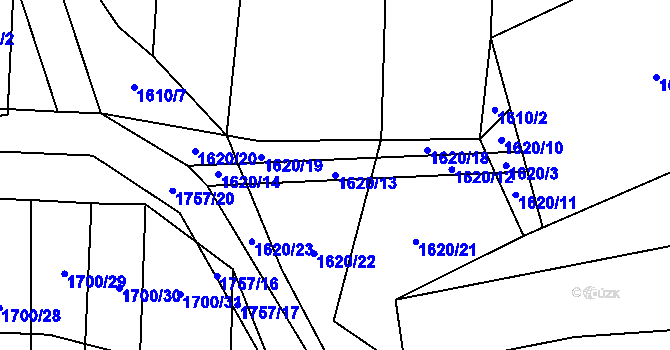 Parcela st. 1620/13 v KÚ Doubravka u Týna nad Vltavou, Katastrální mapa