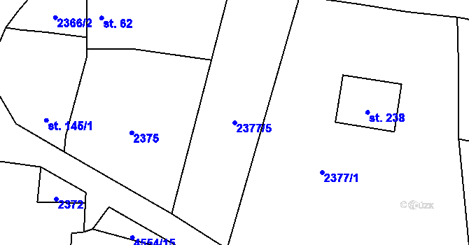 Parcela st. 2377/5 v KÚ Doubravka u Týna nad Vltavou, Katastrální mapa
