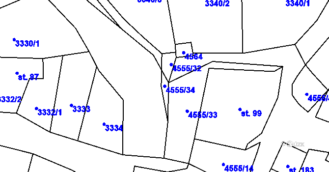 Parcela st. 4555/34 v KÚ Koloměřice, Katastrální mapa