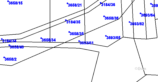 Parcela st. 3693/61 v KÚ Koloměřice, Katastrální mapa