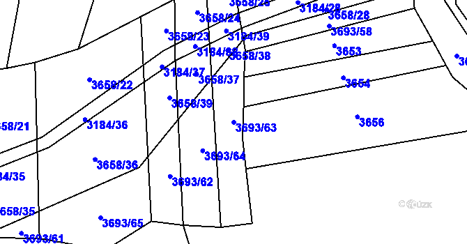 Parcela st. 3693/63 v KÚ Koloměřice, Katastrální mapa
