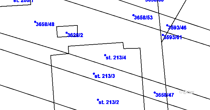 Parcela st. 213/4 v KÚ Koloměřice, Katastrální mapa