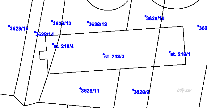 Parcela st. 218/3 v KÚ Koloměřice, Katastrální mapa
