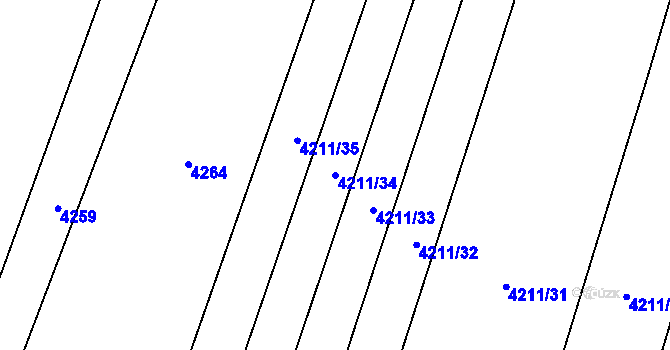 Parcela st. 4211/34 v KÚ Koloměřice, Katastrální mapa