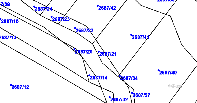 Parcela st. 2687/21 v KÚ Koloměřice, Katastrální mapa