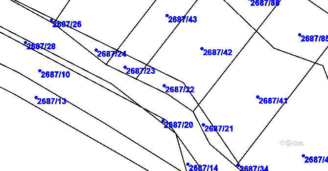 Parcela st. 2687/22 v KÚ Koloměřice, Katastrální mapa