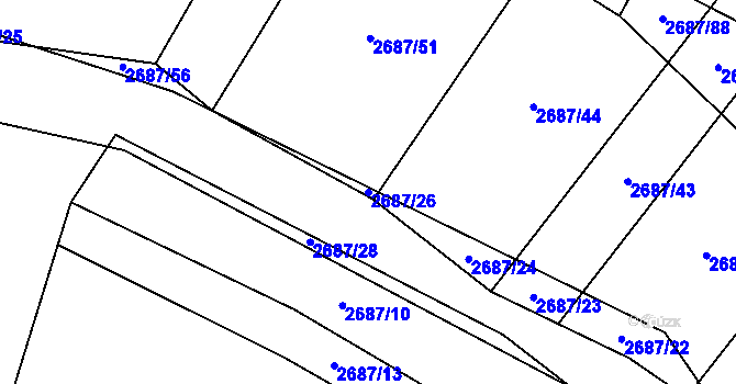 Parcela st. 2687/26 v KÚ Koloměřice, Katastrální mapa