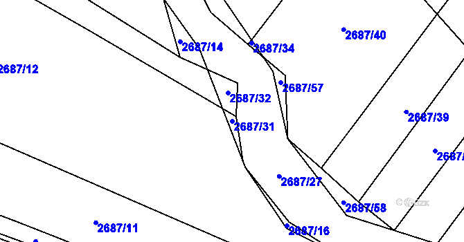 Parcela st. 2687/31 v KÚ Koloměřice, Katastrální mapa