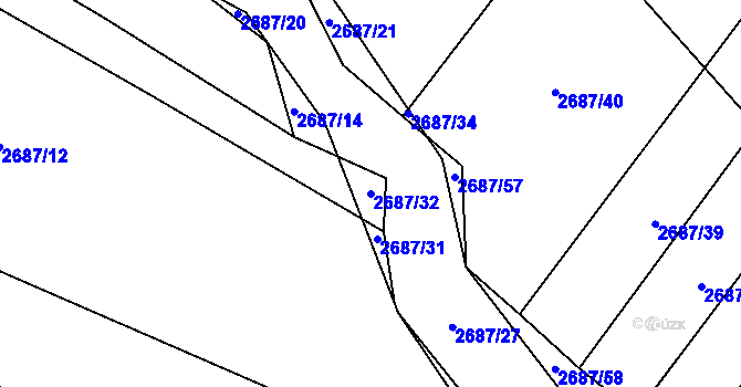 Parcela st. 2687/32 v KÚ Koloměřice, Katastrální mapa