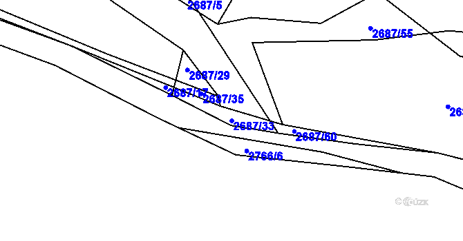 Parcela st. 2687/33 v KÚ Koloměřice, Katastrální mapa