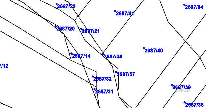 Parcela st. 2687/34 v KÚ Koloměřice, Katastrální mapa