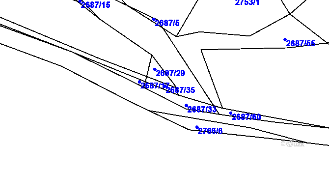 Parcela st. 2687/35 v KÚ Koloměřice, Katastrální mapa