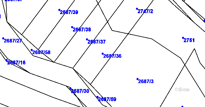 Parcela st. 2687/36 v KÚ Koloměřice, Katastrální mapa