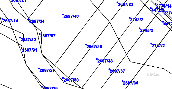 Parcela st. 2687/39 v KÚ Koloměřice, Katastrální mapa