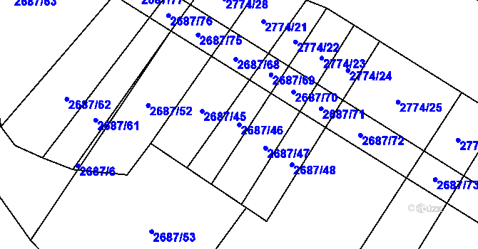 Parcela st. 2687/46 v KÚ Koloměřice, Katastrální mapa